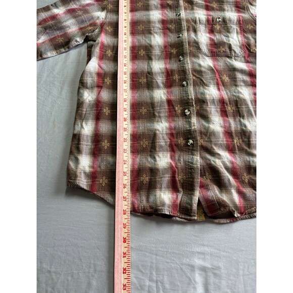 Vintage Cabin Creek Brown Plaid Button Down Flannel Shirt size Large 100% Cotton - Picture 4 of 7